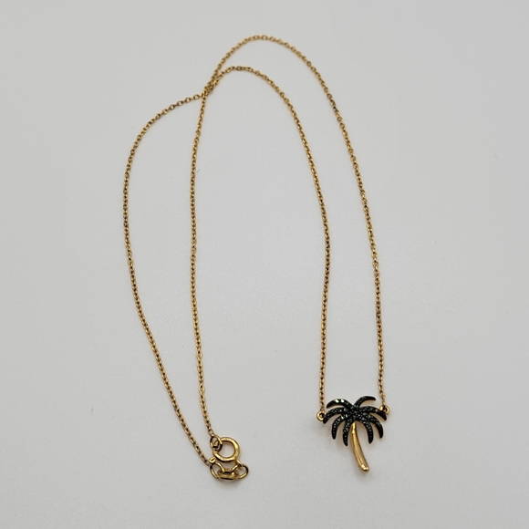Kay Jewelers Jewelry - Green Diamond Palm Tree Necklace Gold Plated Sterling Silver 18"